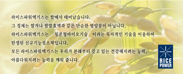 라이스파워엑기스는 쌀에서 태어났습니다.