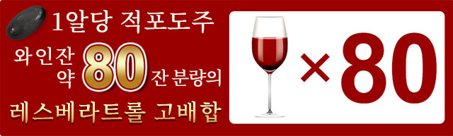 1알당 적포도주 와인잔 약 80잔 분량의 레스베라트롤 고배합