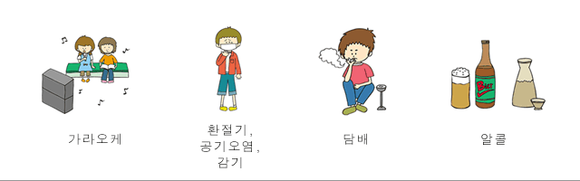 가라오케, 환절기, 공기오염, 감기, 담배, 알콜